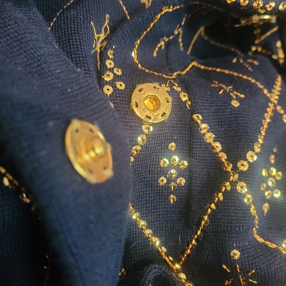 Marc by Marc Jacobs Gold Sequin Navy Button Jacket - Picture 7 of 9